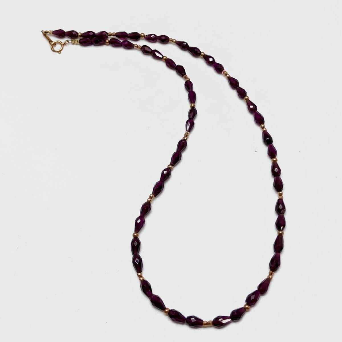 ●K18 天然ガーネットネックレス10.4g●m 約41.5cm garnet necklace ジュエリー jewelry EA3の画像6