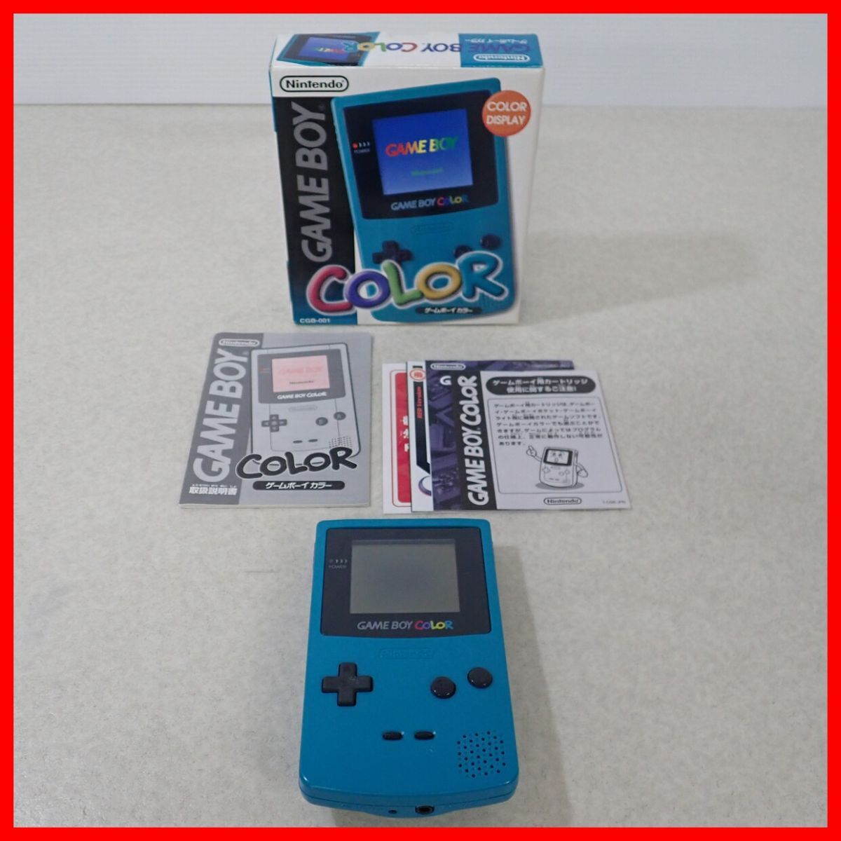 ☆GBC ゲームボーイカラー 本体 CGB-001 ブルー Nintendo 任天堂 箱説付 ジャンク【10_画像1