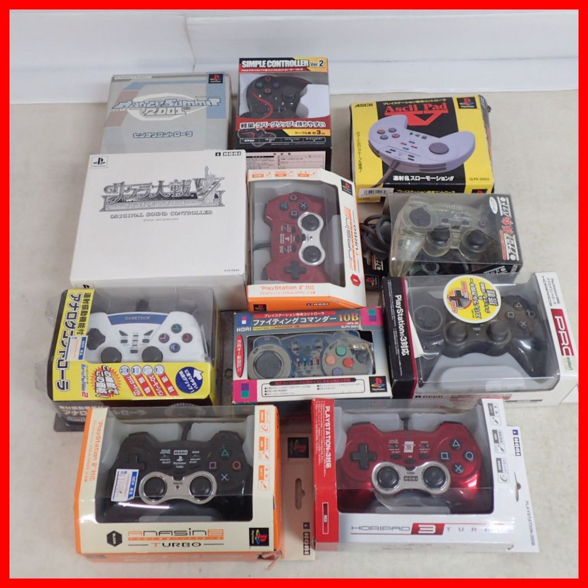 PS/PS2/PS3 controller HORIPAD3/ fighting commander / Sakura Taisen V/as keypad V etc. together 11 piece set [40