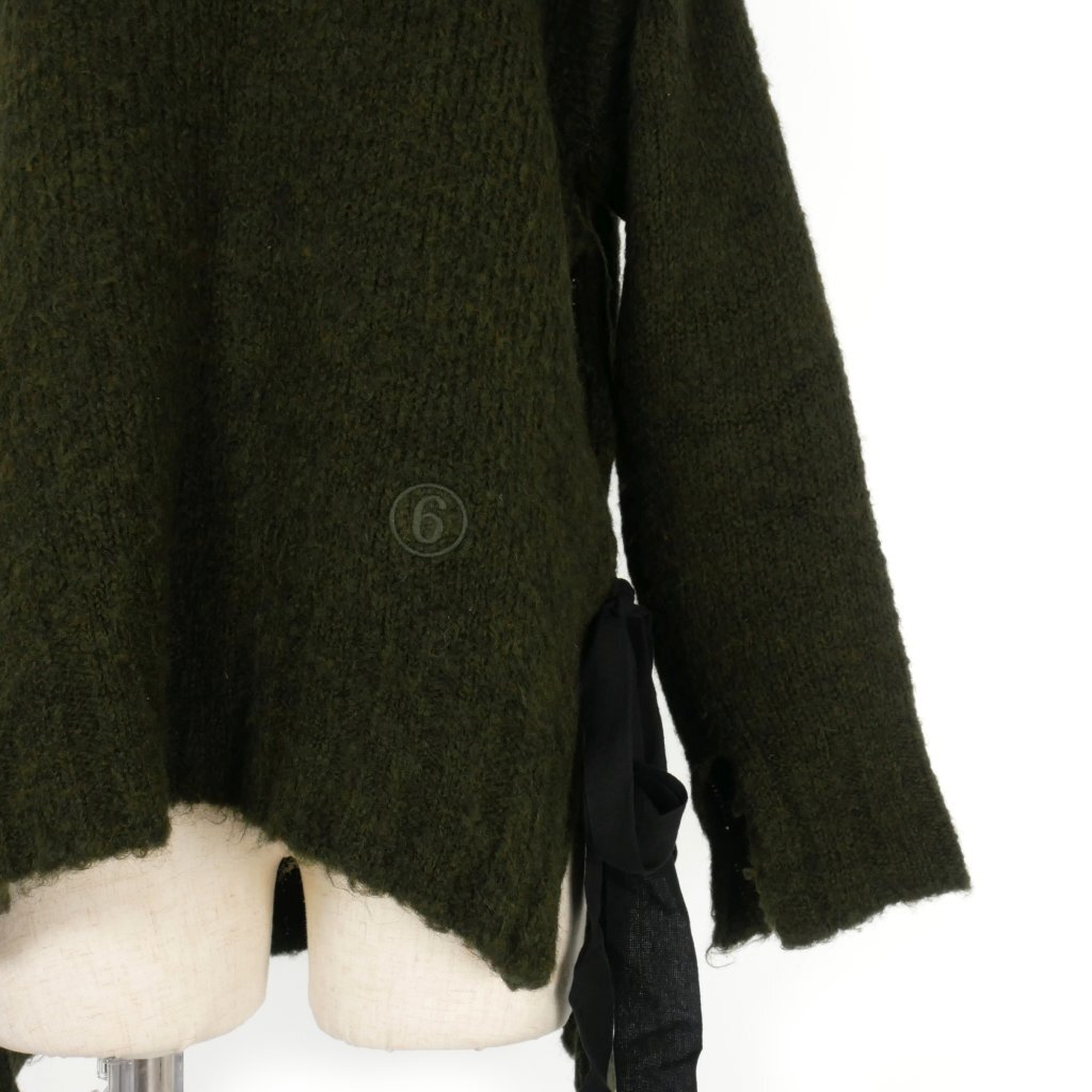  M M Schic s mezzo n Margiela MM6 Maison Margiela 21AW боковой лента волосы Lee вязаный свитер M зеленый хаки S52GP0091 внутренний стандартный 