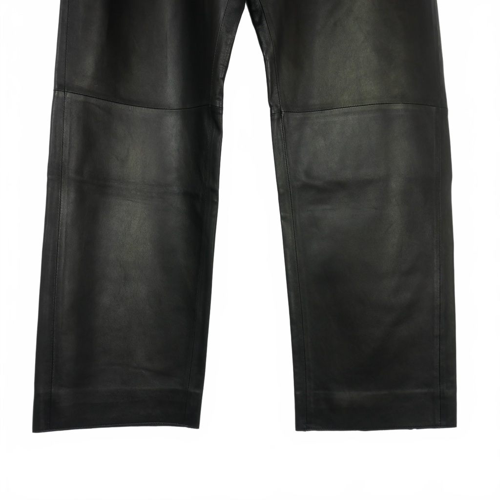 未使用品 スタジオニコルソン STUDIO NICHOLSON LEATHER BENTLEG PANTS レザー ワイド パンツ 1 黒 ブラック SNW-912 メンズ_画像4