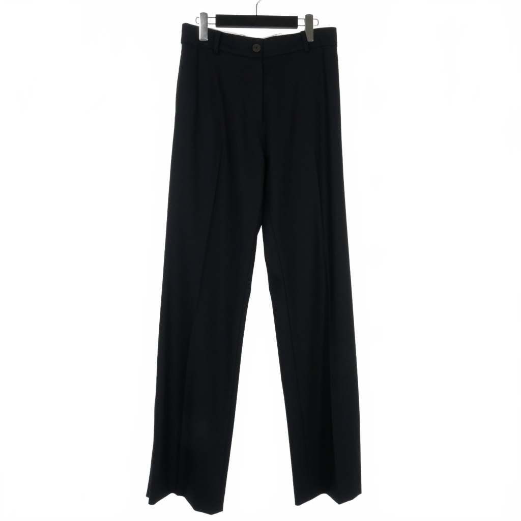 未使用品 スタジオニコルソン STUDIO NICHOLSON FLARED PANT WITH HEM SPLIT 裾ジップ フレアパンツ スラックス ストレッチ 1 紺 ネイビー_画像1