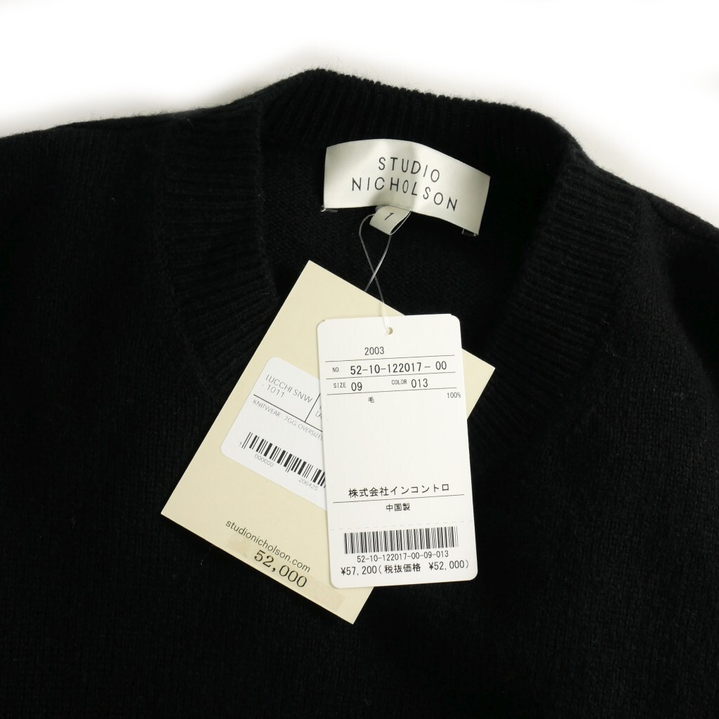 未使用品 スタジオニコルソン STUDIO NICHOLSON 7GG OVERSIZED CREW NECK オーバーサイズ クルーネックニット セーター 1 黒 ブラック_画像5