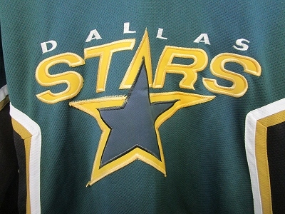 Starter ヴィンテージ 90s Dallas Stars ダラススターズ ホッケーシャツ ジャージ Vネック 長袖 グリーン系 黒 黄色 Lサイズ 0506 メンズの画像3