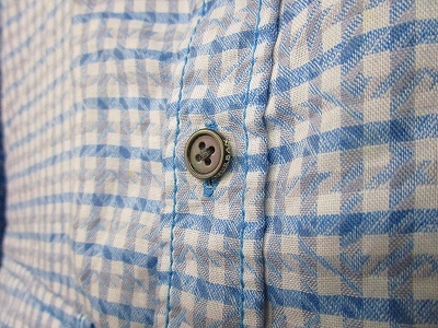 ダーバン DURBAN ギンガムチェック シャツ 長袖 ロゴボタン ブルー 青 水色 Lサイズ 0511 メンズ_画像4