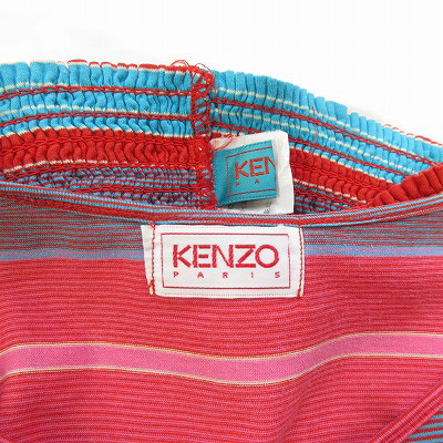 ケンゾー KENZO レトロ ヴィンテージ 90s セットアップ カットソー スカート ボーダー ストライプ M 赤 レッド レディース_画像4