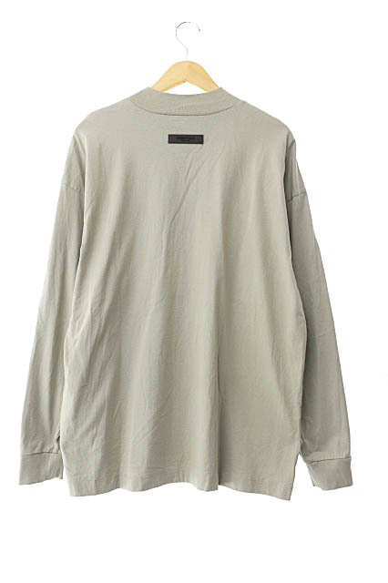 エフオージー エッセンシャルズ FOG ESSENTIALS LONG SLEEVE TEE ラバー ロゴ モックネック ロングスリーブ 長袖 Tシャツ M ベージュ ☆AA_画像2