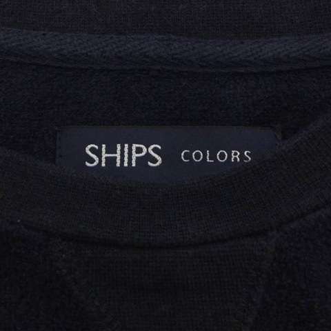 シップス SHIPS COLORS Tシャツ カットソー プルオーバー クルーネック パイル 無地 半袖 M 紺 ネイビー レディース_画像5