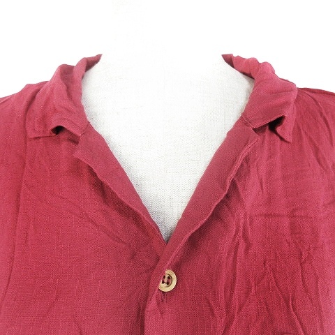 ザラ ZARA シャツ オープンカラー 七分袖 薄手 刺繍 プリント XL 赤 レッド トップス /BT メンズ_画像4