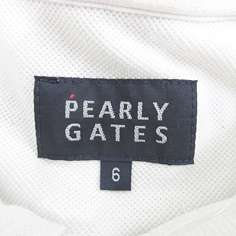 パーリーゲイツ PEARLY GATES ゴルフ シャツ ポロシャツ 半袖 ロゴ 刺しゅう 王冠 白 黒 ホワイト ブラック 6 メンズ_画像3