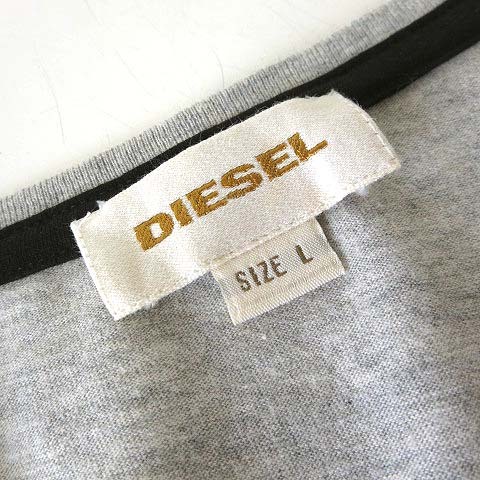 ディーゼル DIESEL Tシャツ イラスト ロゴ モチーフ Vネック コットン 半袖 L グレー 国内正規品 メンズ_画像4