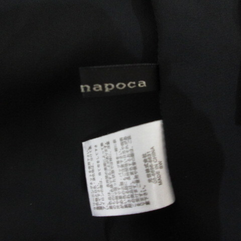 ナポカ napoca 七分袖 ジップ ブルゾン 薄手 M 黒 ブラック シフォン生地 シャーリング袖 レディースの画像3