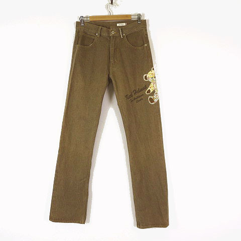  Karl hell mKarl Helmut Denim pants jeans .. up like Logo embroidery over large processing strut M beige Brown men's 