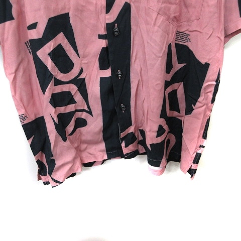 バル bal シャツ 半袖 総柄 L ピンク 黒 ブラック /YI メンズの画像3
