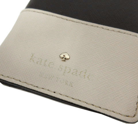 ケイトスペード KATE SPADE ミニ財布 二つ折り PVCレザー 型押し ロゴ バイカラー 配色 ブラック 黒 ベージュ レディース_画像8