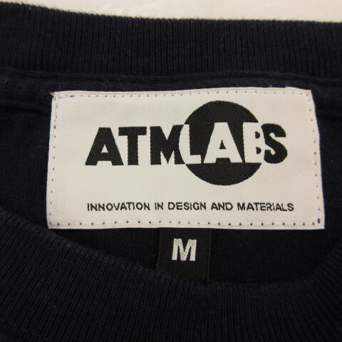 アトモスラボ ATMLABS カットソー Tシャツ 半袖 プリント 紺 M *T259 メンズ_画像3