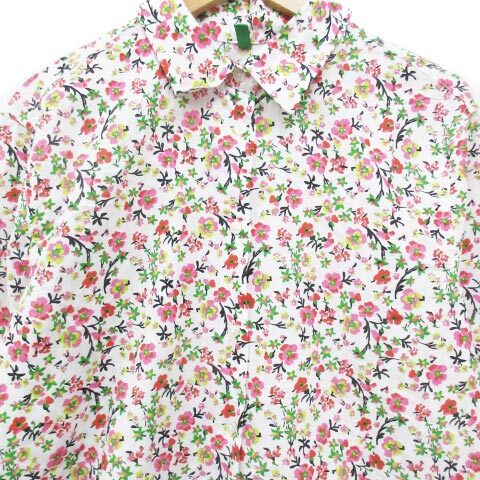  united * color z*ob* Benetton casual shirt long sleeve floral print multicolor oversize XS pink white white lady's 