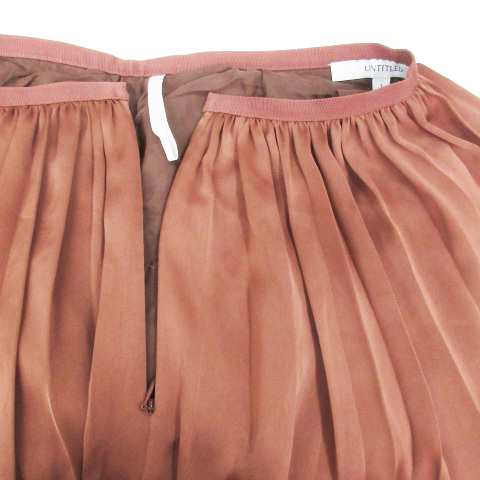  Untitled UNTITLED pleated skirt long height maxi height plain 1 tea Brown /FF40 lady's 