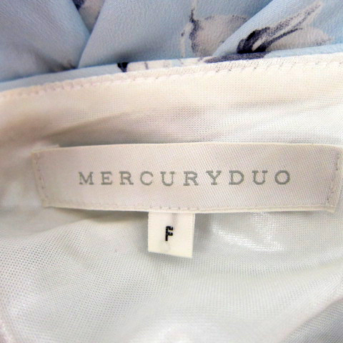 マーキュリーデュオ MERCURYDUO ワンピース ひざ丈 長袖 ラウンドネック 花柄 F 水色 ライトブルー /SY44 レディース_画像3