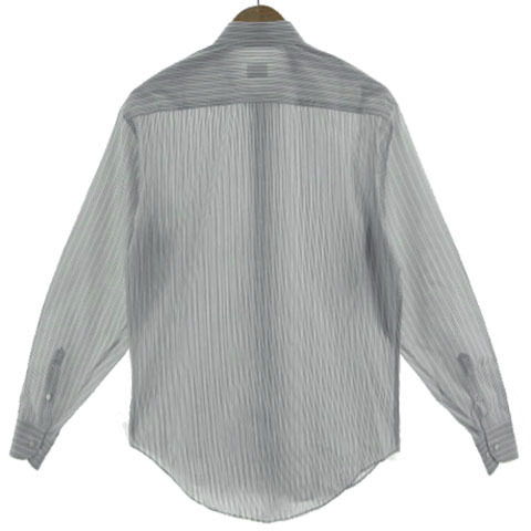  Armani koretsio-niARMANI COLLEZIONI рубашка рубашка кнопка down длинный рукав хлопок полоса белый серый темно-синий 39