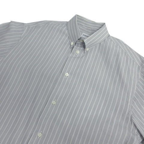  Armani koretsio-niARMANI COLLEZIONI рубашка рубашка кнопка down длинный рукав хлопок полоса белый серый темно-синий 39