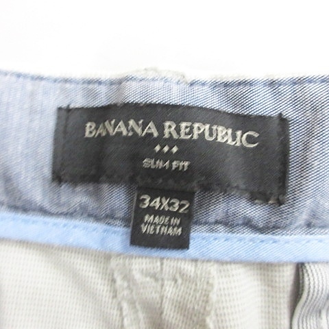 バナナリパブリック BANANA REPUBLIC パンツ スラックス スリム ストレート ロング ピンヘッド グレー 34×32 メンズ_画像3