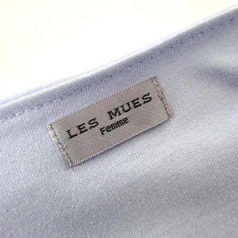 LES MUES Femme レミューファム ブラウス カットソー シアー シフォン タック プルオーバー フレアスリーブ 半袖 M ラベンダー レディースの画像4