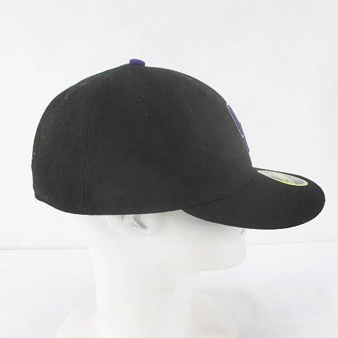 未使用品 ニューエラ NEW ERA 59FIFTY キャップ 野球帽 帽子 58.7cm 黒系 ブラック 刺繍 ステッチ メンズの画像5