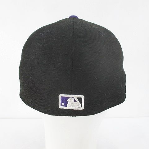 未使用品 ニューエラ NEW ERA 59FIFTY キャップ 野球帽 帽子 58.7cm 黒系 ブラック 刺繍 ステッチ メンズの画像6