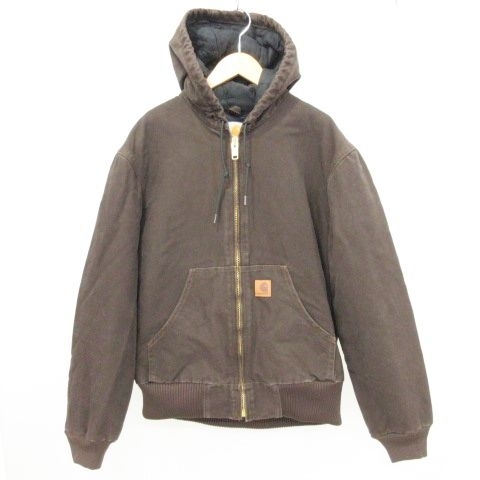 カーハート carhartt アクティブジャケット パーカー ブルゾン メキシコ製 ダック地 S 茶 ブラウン ■U90 メンズ_画像1