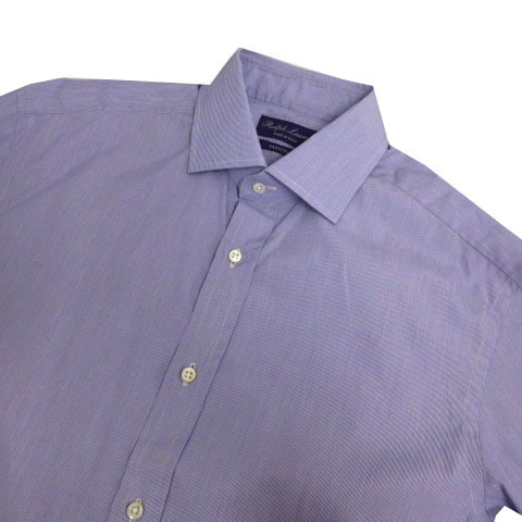 ラルフローレン パープルレーベル RALPH LAUREN PURPLE LABEL シャツ ワイシャツ SARTORIAL イタリア製 ストライプ 紫 白 15.5 170/92A_画像3