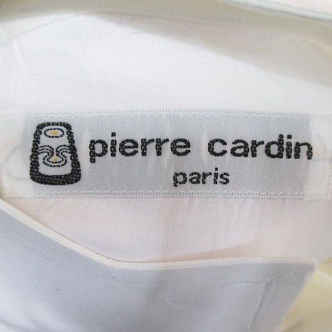 ピエールカルダン Pierre Cardin 長袖 シャツ スタンドカラー 白系 ホワイト 透け感 ギャザー 無地 メンズ_画像3