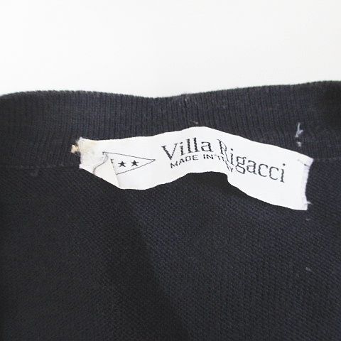 ヴィラリガッチ Villa Rigacci 長袖 カーディガン ニット 紺系 ネイビー イタリア製 刺繍 ライン 綿 コットン レディース_画像7