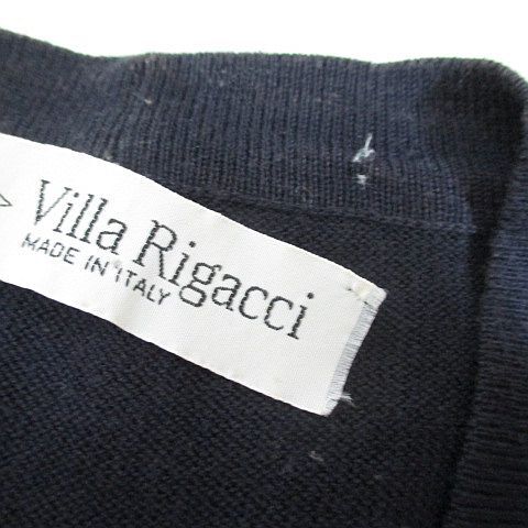 ヴィラリガッチ Villa Rigacci 長袖 カーディガン ニット 紺系 ネイビー イタリア製 刺繍 ライン 綿 コットン レディース_画像6