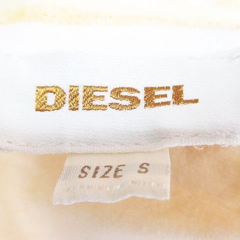 ディーゼル DIESEL 長袖 膝上 ミニ ワンピース Vネック S ペールオレンジ ストレッチ 綿 コットン 総柄 レディース_画像3