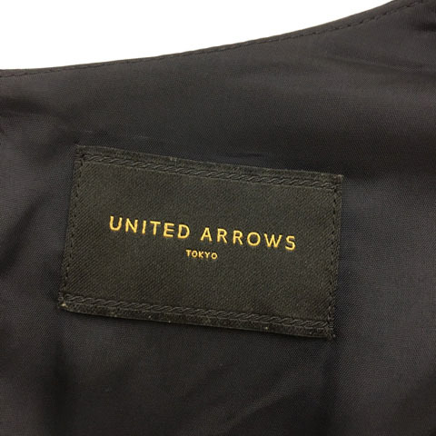 ユナイテッドアローズ UNITED ARROWS ワンピース Aライン フレア 膝丈 無地 タック 半袖 36 紺 ネイビー レディース_画像5