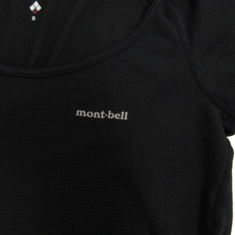 モンベル Montbell ジオラインL.W.Uネックシャツ 1107570 七分袖 ロゴプリント ブラック 黒 S レディース_画像3