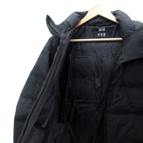 ユニクロ UNIQLO シームレスダウンジャケット ミドル丈 フード付き ナイロン M 黒 ブラック /HO1 メンズ_画像3