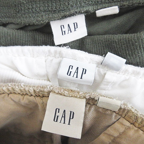 ギャップ GAP パンツ 3枚セットジョガーパンツ ロング リブ ドローストリング ベージュ 白 緑 カーキ ホワイト グリーン XXS レディース_画像3