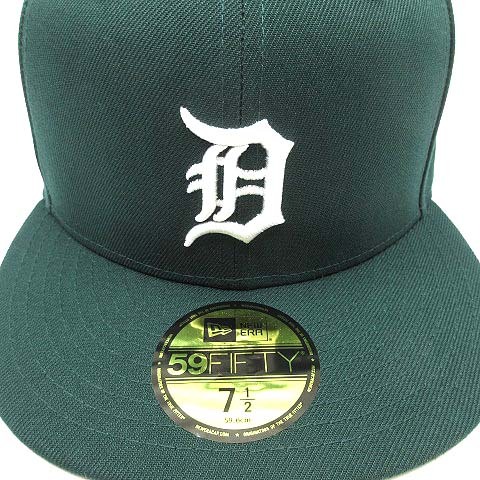 ニューエラ NEW ERA 59FIFTY MLB デトロイト タイガース キャップ 帽子 ダークグリーン 緑 7 1/2 59.6cm 美品 メンズ_画像5