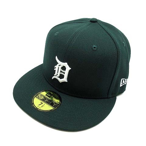 ニューエラ NEW ERA 59FIFTY MLB デトロイト タイガース キャップ 帽子 ダークグリーン 緑 7 1/2 59.6cm 美品 メンズ_画像1