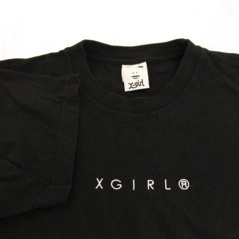 エックスガール x-girl Tシャツ カットソー 半袖 刺繍 黒 1 *A122 レディース_画像5