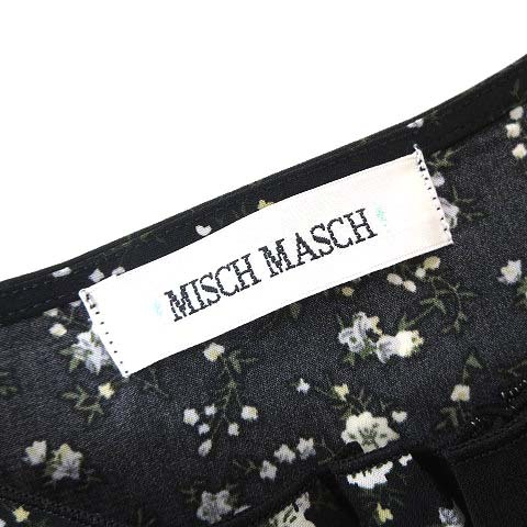 未使用品 ミッシュマッシュ MISCH MASCH ブラウス プルオーバー リバティ 花柄 フラワー 袖 レース ビジューブローチ付 7分袖 M 黒 白 美品_画像4
