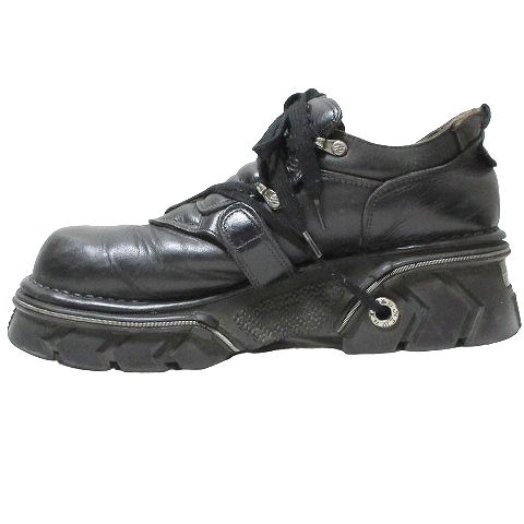 ニューロック NEW ROCK ヴィンテージブーツ ベルトデザイン 靴 シューズ 大きいサイズ 46 約30cm 黒 ブラック IBO53 X メンズ_画像3