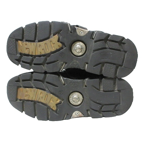 ニューロック NEW ROCK ヴィンテージブーツ ベルトデザイン 靴 シューズ 大きいサイズ 46 約30cm 黒 ブラック IBO53 X メンズ_画像4