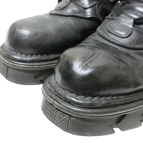 ニューロック NEW ROCK ヴィンテージブーツ ベルトデザイン 靴 シューズ 大きいサイズ 46 約30cm 黒 ブラック IBO53 X メンズ_画像5