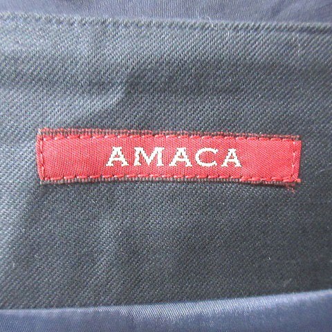 アマカ AMACA プリーツスカート ひざ丈 36 紺 ネイビー /MS レディース_画像5