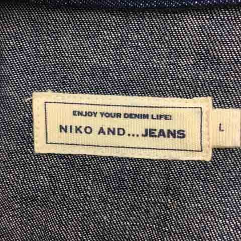 ニコアンド Niko and.. JEANS シャツ スタンダード デニム 無地 長袖 L 紺 ネイビー メンズ_画像5