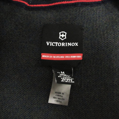 ビクトリノックス VICTORINOX ジャケット スタンドカラー リブニット切替え エルボーパッチ 長袖 ジップアップ ウール混 グレー系 M_画像9
