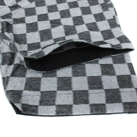 ミッシェルクランオム M.K HOMME ポロシャツ 半袖 ポロカラー ブロックチェック柄 48 L 白 黒 ホワイト ブラック /FF34 メンズ_画像4